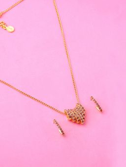 Estele - Gold Plated Sparkling Necklace Set with Crystals for Women